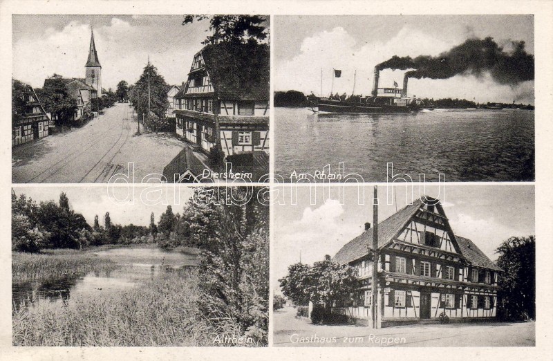 Rheinau - Diersheim with Rappen guest house and steam ship, Rheinau - Diersheim a Rappen vendégházzal és gőzössel