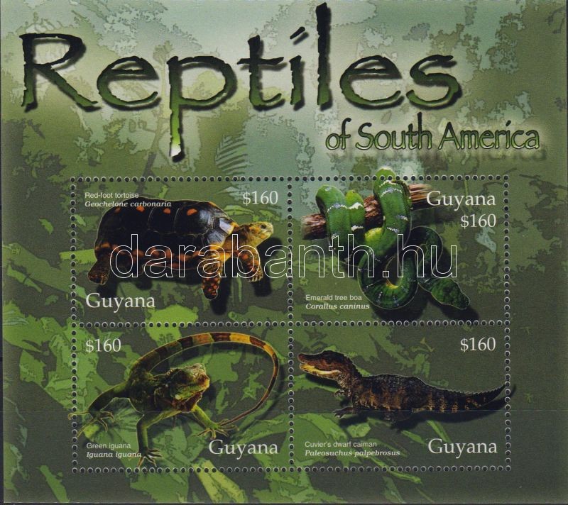 Hüllők kisív, Reptiles minisheet, Reptilien Kleinbogen