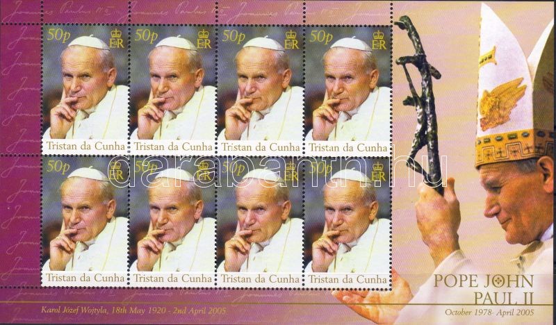 In memoriam pope John Paul II minisheet, II. János Pál pápa emlékére kisív, In memoriam Papst Johannes Paul II. Kleinbogen