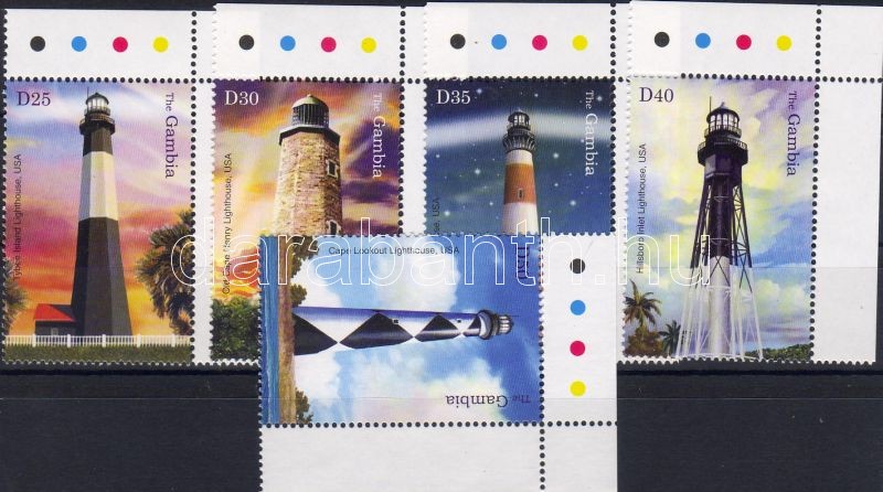 Lighthouses corner stamps, Világítótornyok ívsarki bélyegek, Leuchttürme Marken mit Rand