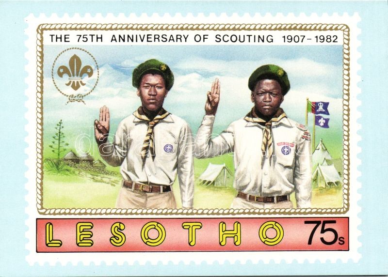 1982 Lesotho, The 75th anniversary of scouting stamp pinx. G. Vásárhelyi, 1982 Lesotho, A cserkész mozgalom 75. évfordulója bélyeg pinx. G. Vásárhelyi