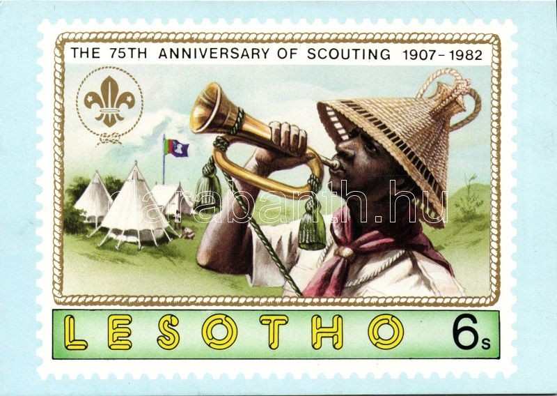1982 Lesotho, A cserkész mozgalom 75. évfordulója bélyeg pinx. G. Vásárhelyi, 1982 Lesotho, The 75th anniversary of scouting stamp pinx. G. Vásárhelyi