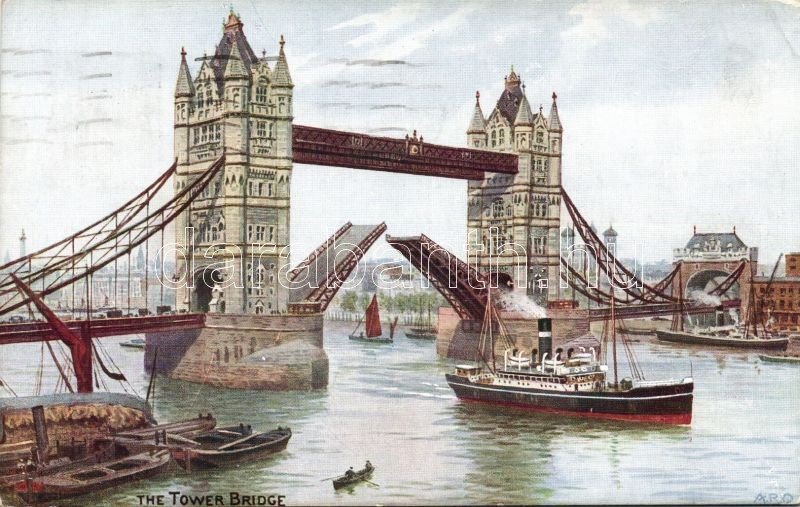 London, Tower bridge, steamship, boats s: A. R. Quinton