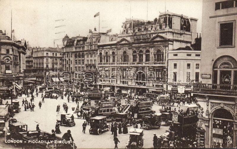 London, Piccadilly circus, Regent street, The Criterion, automobile, Raphael Tuck & Sons 'Sepia' No. 1562.
