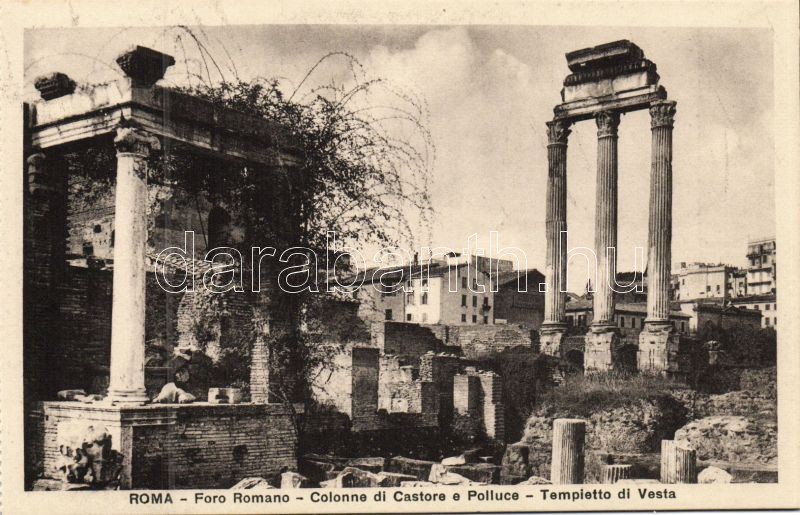 Rome, Roma; Foro Romano, Colonne di Castore e Polluce, Tempietto di Vesta / square, columns, temple