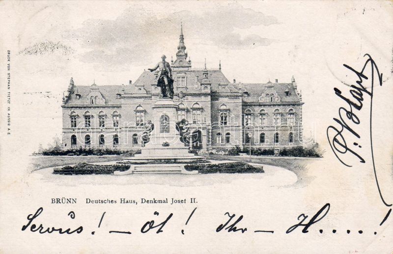 Brno, Deutsches Haus, II. József szobor, Brno, Deutsches Haus, statue of Josef II
