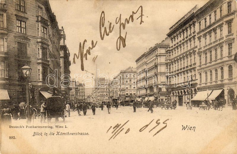 1899 Vienna, Wien, Karntnerstrasse, cafe, 1899 Bécs, Wien, utca, kávézó