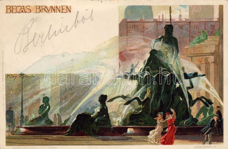 1899 Berlin, Becas fountain, litho s: Kley Karlsrühe