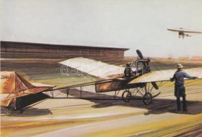 Aladár Zsélyi's monoplane, modern postcard, Bánfalvy, Zsélyi Aladár monoplánja, modern képeslap, Bánfalvy