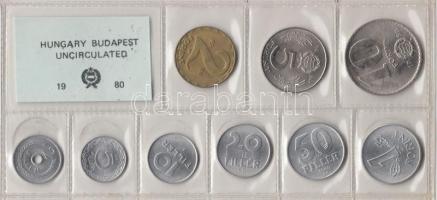 1980. 2 Fillér - 10 Forint coin set with 9 pieces of various values, 1980. Forgalmi sor 2f-10Ft, 9db klf értékkel, 1980. 2 Fillér - 10 Forint Kursmünzensatz mit 9 Stück verschiedener Werte