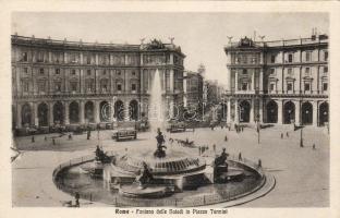 Rome, Roma; Fontana delle Naiadi in Piazza Termini / square, tram, fountain