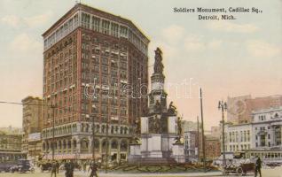 Detroit Cadillac square, soldiers monument, Detroit Cadillac tér, katonai emlékmű