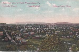 Indiana templommal, iskolával és megyeházzal, Indiana with methodist church, school, and county home