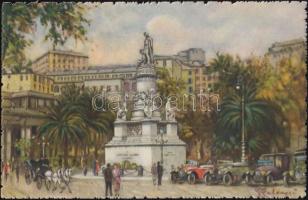 Genova, Christopher Columbus monument, Acquaverde Piazza / square, artist signed, Genova, Kolumbusz Kristóf szobor, Acquaverde tér, artist signed