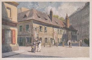Bécs IV. Hechtengasse / út, Ludwig Hans Fischer pinx Vienna IV. Hechtengasse /street, Ludwig Hans Fi...