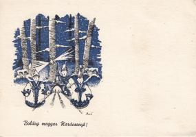 Hungarian folklore, Christmas greeting s: Bozó Gyula, Boldog Magyar Karácsonyt! Árpád Nyomda, Szeged s: Bozó Gyula