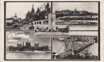 Budapest Halászbástya, Királyi Vár, Parlament, Erzsébet híd, Budapest Fisherman's Bastion, Buda Castle, Parliament, Erzsébet bridge