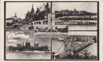 Budapest Fisherman's Bastion, Buda Castle, Parliament, Erzsébet bridge, Budapest Halászbástya, Királyi Vár, Parlament, Erzsébet híd