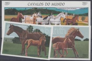 Pferde, 1 Kleinbogen + 2 Blöcke, Lovak 1 kisív + 2 blokk, Horses 1 miniature sheets + 2 blocks