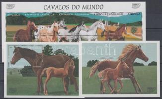 Horses 1 miniature sheets + 2 blocks Lovak 1 kisív + 2 blokk Pferde, 1 Kleinbogen + 2 Blöcke
