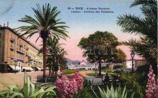 Nizza, Avenue Massena, Jardins des Palmiers / kaszinó, pálmafák kertje, Nice, Avenue Massena, casino, gardens of palms