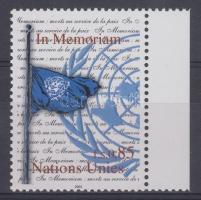 In memoriam UNO Soldaten Marke mit Rand, Az elesett ENSZ katonák emlékére ívszéli bélyeg, In memoriam UN soldiers margin stamp