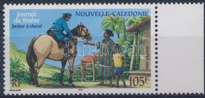 Tag der Briefmarke, Briefträger am Pferd Marke mit Rand, Bélyegnap, lovaspostás ívszéli bélyeg, Stamp day, postman on horse margin stamp