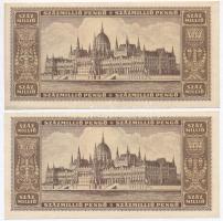 1946. 100.000.000P (2x) egymás utáni sorszámmal 1946. 100.000.000 Pengő (2x) sequential serials