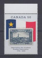 Anniversary of Acadian Deportation margin stamp, Acadien deportálás évfordulója ívszéli bélyeg, Jahrestag des Beginns der Deportation der Akadier Marke mit Rand