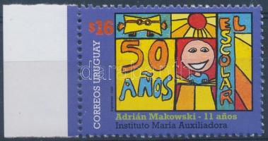 Kinderzeichnung Marke mit Rand, Gyermekrajz ívszéli bélyeg, Children´s drawing margin stamp