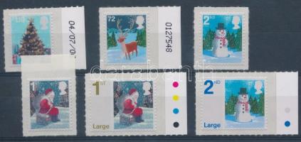 Christmas sel-adhesive margin set (with 1 normal stamp) Karácsony öntapadós ívszéli sor (1 normál bé...