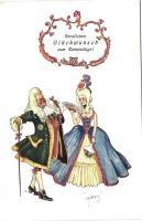 Name day, lady, man, B.K.W.I. 2521-1 s: Schönpflug, Névnap, hölgy, férfi, B.K.W.I. 2521-1 s: Schönpflug