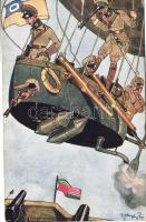 Katonai léghajó, repülő katonákkal, B.K.W.I. 368-2 s: Schönpflug, Military airship, soldiers, B.K.W.I. 368-2 s: Schönpflug