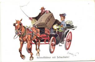 Carriage, humour, B.K.W.I. 927-7 s: Schönpflug, Lovaskocsi, humor, B.K.W.I. 927-7 s: Schönpflug