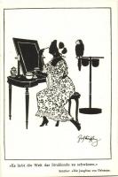 Schiller: Az orléansi szűz, illusztráció, hölgy sziluett, smink, B.K.W.I. 121-10 s: Schönpflug, The Maid of Orleans by Schiller, illustration, lady silhouette, make up, B.K.W.I. 121-10 s: Schönpflug