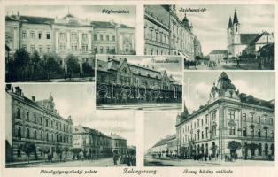 Zalaegerszeg, vasútállomás, Főgimnázium, Pénzügyigazgatósági palota, Arany Bárány szálloda, Széchenyi tér