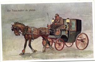 Der Taxa-maitre de plaisir / carriage, humour, B.K.W.I. 555-4 s: Schönpflug, Lovas kocsi, humor B.K.W.I. 555-4 s: Schönpflug