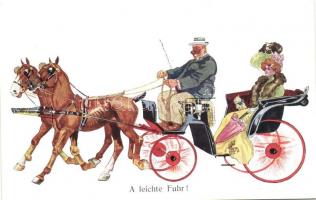 A leichte Fuhr / carriage, lady, humour, B.K.W.I. 927-1 s: Schönpflug, Lovas kocsi, hölgy, humor B.K.W.I. 927-1 s: Schönpflug