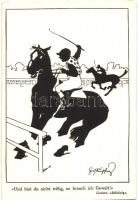 Lovaspóló, sziluett, B.K.W.I. 121-5 s: Schönpflug, Polo, horse, race, silhouette, B.K.W.I. 121-5 s: Schönpflug