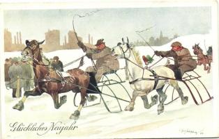 Carriage, Horse driving competition, New Year, B.K.W.I. 560-2 s: Schönpflug, Fogathajtó verseny, Újév, B.K.W.I. 560-2 s: Schönpflug