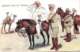 Soldiers, camel, black man, B.K.W.I. 335-10 s: Schönpflug, Katonák, teve, fekete férfi, B.K.W.I. 335-10 s: Schönpflug