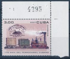 170 Jahre Eisenbahn Marke mit Rand, 170 éves a vasút ívsarki bélyeg, 170th anniversary of the railway corner stamp