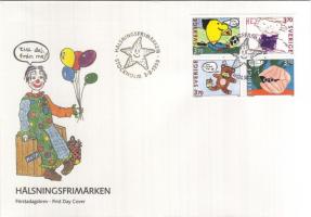 Üdvözlőbélyegek sor négyestömbben FDC-n, Greeting stamps set in block of 4 on FDC, Grußmarken FDC