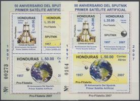 50th anniversary of the space travel 2 blocks (machine offset of the number), 50 éves az űrutazás 2 blokk (a sorszám gépszínátnyomatával), 50 Jahre Weltraumfahrt 2 Blöcke