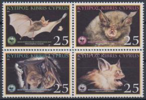 WWF Kereknyergű patkósdenevér négyestömb, WWF Mediterranean horseshoe bat block of 4, WWF Mittelmeer-Hufeisennase Viererblock