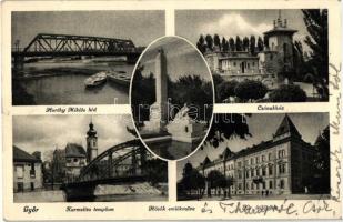 Győr, Horthy Miklós híd, Csónakház, Karmelita templom, Királyi Ítélőtábla