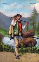Góral / Polish folklore from Zakopane, mountaineer, Lengyel folklór Zakopaneból, hegymászó