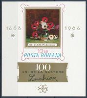 100. Geburtstag von Stefan Luchian Block rückseitig mit Kontrollnummer, 100 éve született Stefan Luchian blokk a hátoldalon sorszámmal, 100th birthday of Stefan Luchian block with serial number on the back page