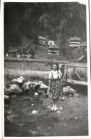 1943 Gyilkos-tó, Novák Strand kádfürdő, álló nő photo, 1943 Lacul Rosu / Red lake, Novak spa, standing lady photo