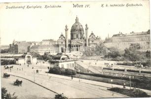 Vienna, Wien; IV. Stadtbahnhof Karlsplatz, Karlskirche / railway station, church